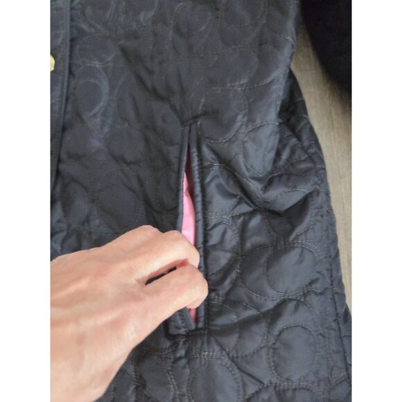 COACH Signature "C" Quilted Logo Monogram Snap Front Jacket Coat Women S - Picture 11 of 11